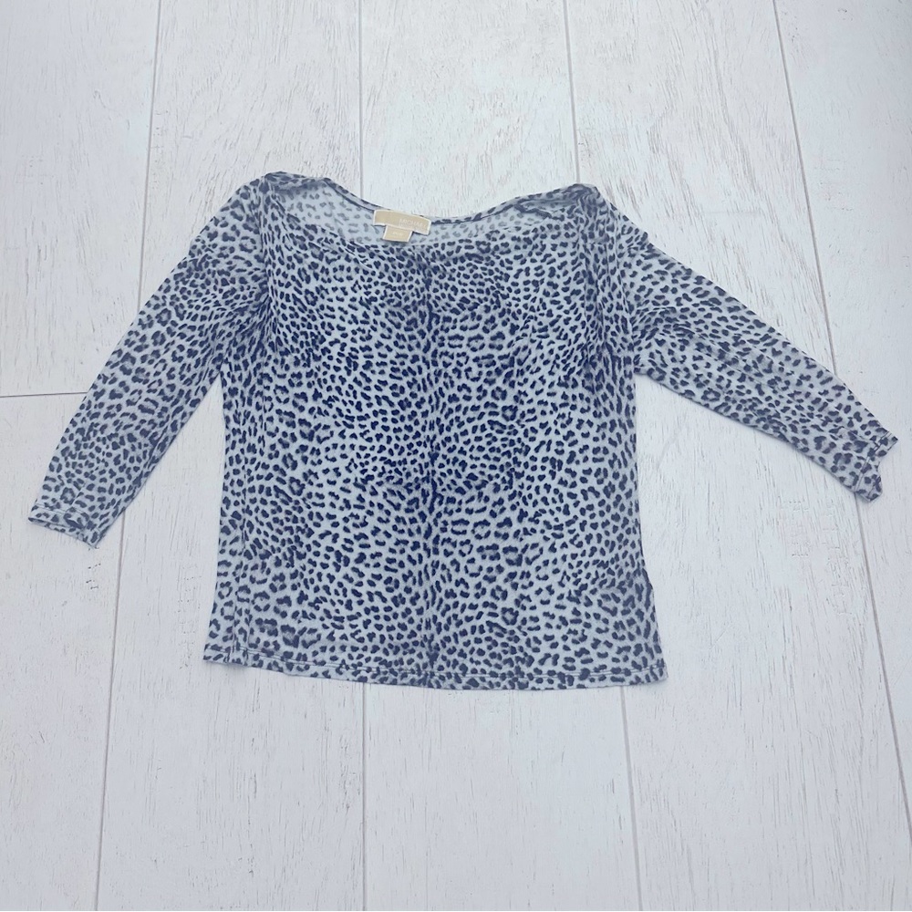 Michael Kors Boat Neck Leopard Top P/S